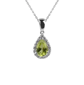 0.53 Carat Diamond Teardrop Peridot Necklace