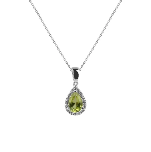 0.53 Carat Diamond Teardrop Peridot Necklace