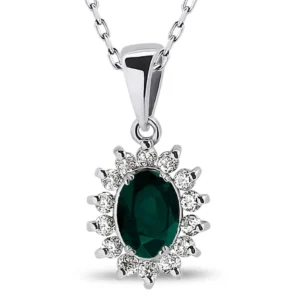 0.73 Carat Diamond Emerald Necklace