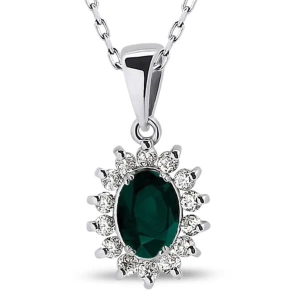 0.73 Carat Diamond Emerald Necklace (2)