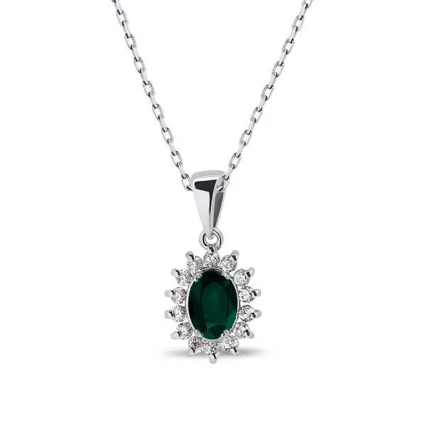 0.73 Carat Diamond Emerald Necklace