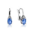 2 Carat Ceylon Blue Sapphire Dangling Diamond Earrings