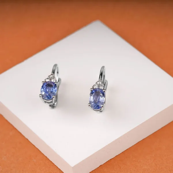 2 Carat Ceylon Blue Sapphire Dangling Diamond Earrings (2)