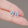 Pear-Cut Aquamarine Diamond Earrings