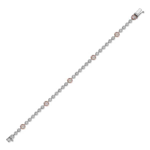 3 Carat Diamond Rose and White Gold Tennis Bracelet (3)