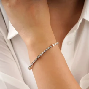 3 Carat Diamond Rose and White Gold Tennis Bracelet