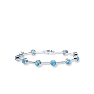 Blue Topaz Diamond-Accented Tennis Bracelet