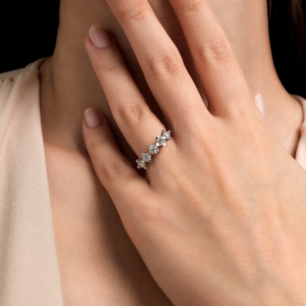 1.50 Carats E Color VS1 Five Stone Lab Grown Diamond Ring