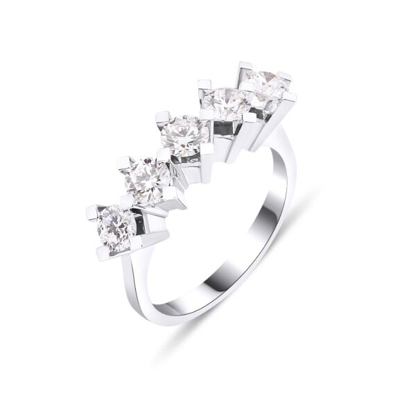 1.50 Carats E Color VS1 Five Stone Lab Grown Diamond Ring