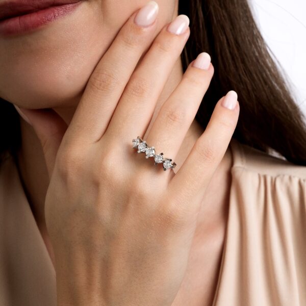 1.50 Carats E Color VS Five Stone Lab Grown Diamond Ring