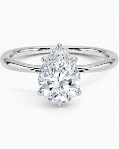 1.57 Carats E Color VVS2 Lab Grown Pear Cut Diamond Ring
