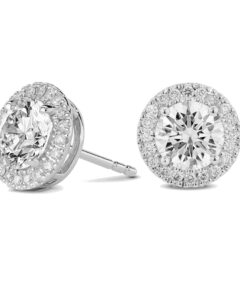 4.50 Ct E Color VS1 Lab Grown Diamond Halo Solitaire Earrings