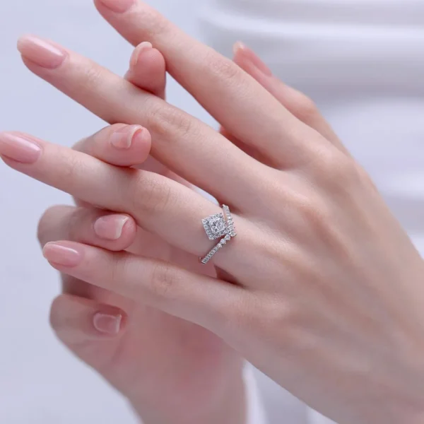 0.60 Carat Princess Cut Designer Diamond Solitaire Ring (4)