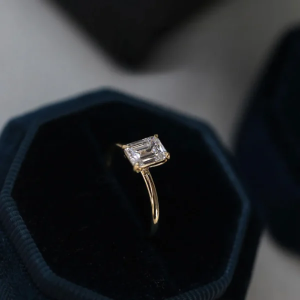 0.70 Carat Emerald-Cut Yellow Gold Diamond Solitaire Ring (2)