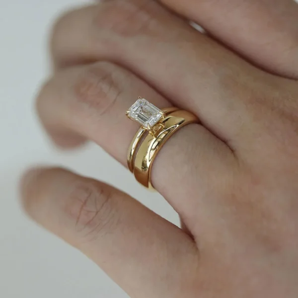 0.70 Carat Emerald-Cut Yellow Gold Diamond Solitaire Ring