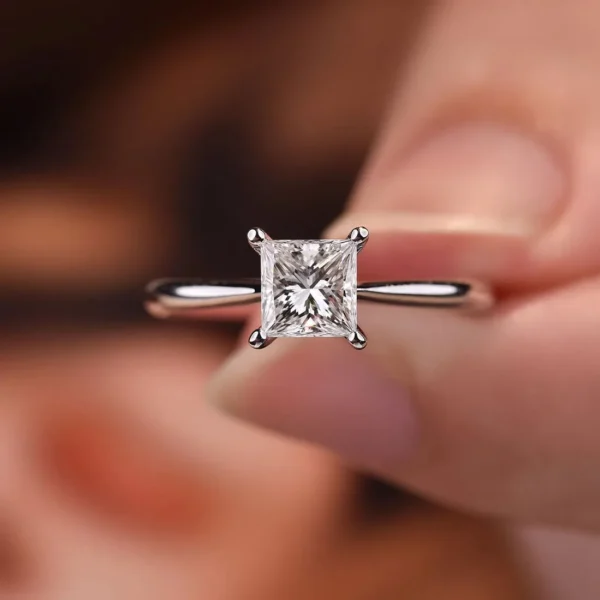 0.70 Carat Princess Cut Square Diamond Solitaire Ring