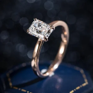 1 Carat Radiant-Cut Diamond Rose Gold Solitaire Ring