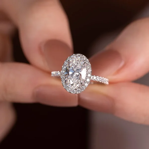1.30 Carat Oval Cut Diamond Halo Solitaire Ring