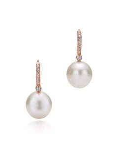 Pearl Earrings with Diamonds