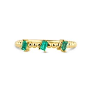 0.19 Carat Yellow Gold Baguette Emerald Ring
