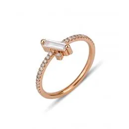 0.45 Carat Modern Design Baguette Diamond Rose Gold Ring