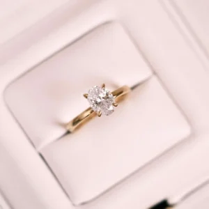 0.50 Carat Oval Cut F Color Diamond Solitaire Ring