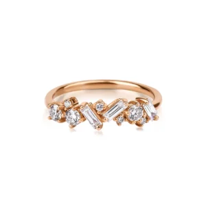 0.50 Carat Baguette Diamond Designer Half Eternity Rose Ring