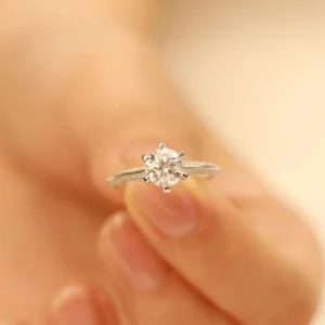 1.40 Carat Diamond Solitaire Ring with Triple Row Diamond Band