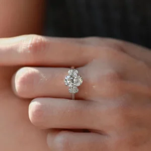 2.60 Carat Oval Cut Diamond Tria Solitaire Ring