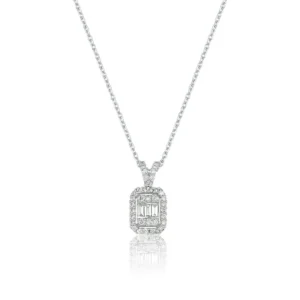 0.24 Carat Baguette Diamond Necklace