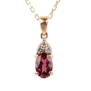 0.50 Carat Diamond Oval Pink Tourmaline Necklace