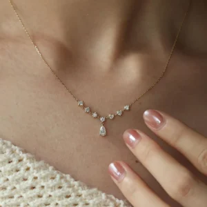 0.80 Carat Pear Cut Solitaire Diamond Necklace