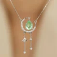 0.85 Carat Pear-Cut Green Sapphire Diamond Designer Necklace