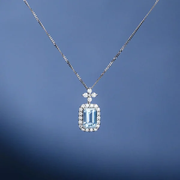 2 Carat Diamond Aquamarine Necklace (3)
