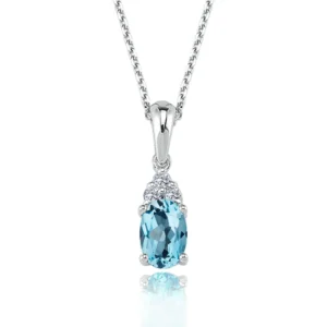Blue Topaz Necklace with Diamonds