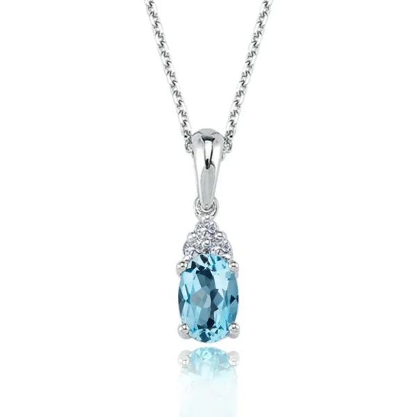 Blue Topaz Necklace with Diamonds