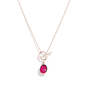 Design Vintage Flat-Cut Pink Tourmaline Rope Necklace