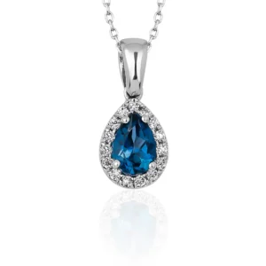 Diamond Drop London Blue Topaz Necklace