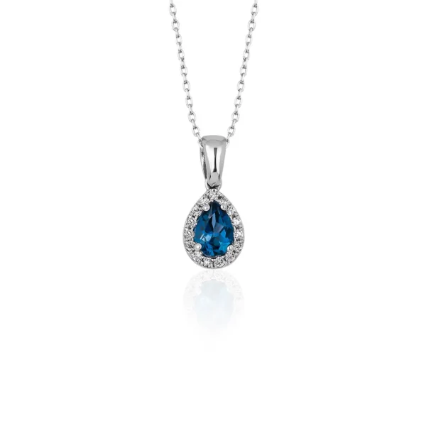 Diamond Drop London Blue Topaz Necklace