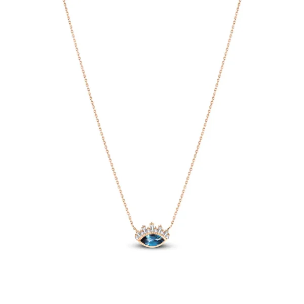 London Blue Topaz Eye Diamond Necklace (2)
