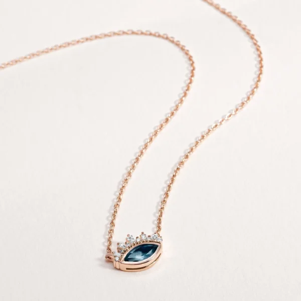 London Blue Topaz Eye Diamond Necklace