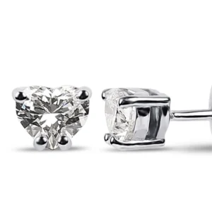 0.60 Carat G Color Heart-Cut Diamond Solitaire Earrings