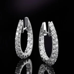 0.72 Carat Designer Diamond Hoop Earrings