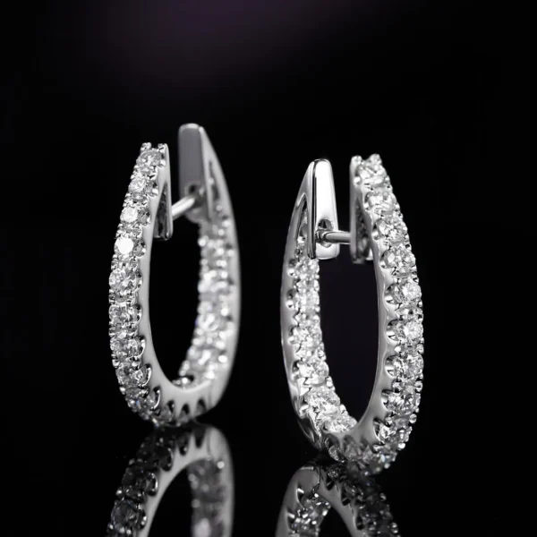 0.72 Carat Designer Diamond Hoop Earrings