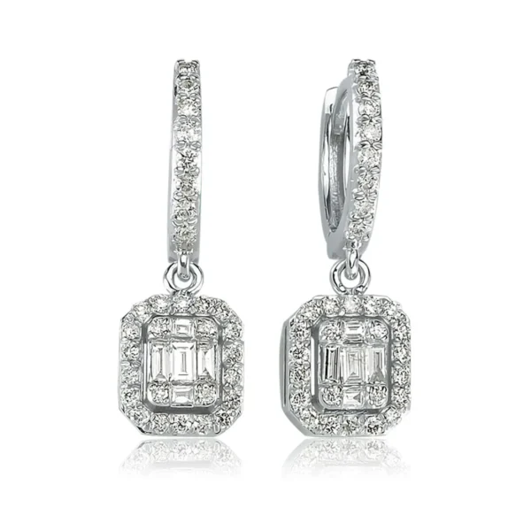 0.81 Carat Baguette Diamond Earrings