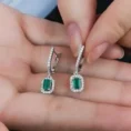 0.95 Carat Emerald Diamond Earrings