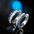 1 Carat Designer Sapphire and Diamond Hoop Earrings (3)
