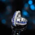 1 Carat Designer Sapphire and Diamond Hoop Earrings (4)