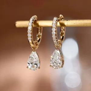 1.15 Carat Pear-Cut Diamond Hoop Earrings
