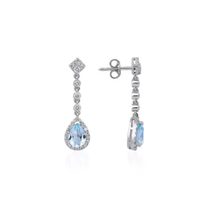 Pear-Cut Aquamarine Drop Earrings with Diamonds